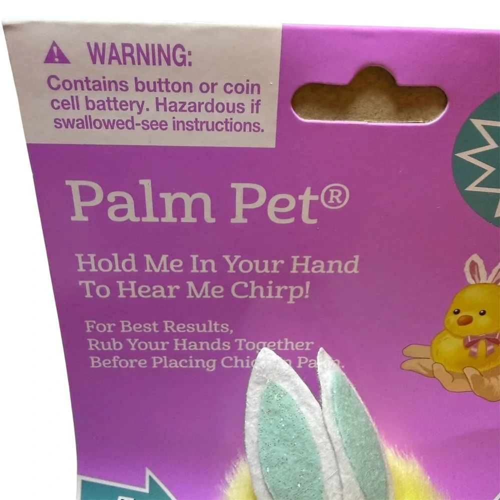 Dan Dee Palm Pet Yellow Chirping Chick Plush Easter Bunny Ears Interactive Toy
